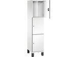 C+P Schließfachschrank Cambio, 1 Abteil, 3 Fächer, auf Füßen, B 400 x T 525 x H 1980 mm, verkehrsweiß/weiß
