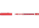 Faber Castell Tintenroller Free Ink Micro, Schreibfarbe rot, Strichstärke 0,5 mm, mit Sichtfester und Metallclip, Recycling-Kunststoff, 1 Stück