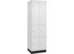 C+P Schließfachschrank Cambio, 2 Abteile, 8 Fächer, mit Sockel, B 600 x T 525 x H 1980 mm, verkehrsweiß