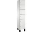 C+P Schließfachschrank Cambio, 1 Abteil, 6 Fächer, auf Füßen, B 400 x T 525 x H 1980 mm, lichtgrau