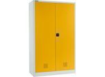 Schäfer Shop Select Umweltschrank, B 1200 x T 500 x H 1935 mm, 3 Wannen à 23 Liter + WHG-Wanne 14 Liter, lichtgrau/goldgelb