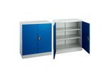 2er-Set Schäfer Shop Select Stahlschrank, 2OH, B 916 x T 422 x H 1000 mm, lichtgrau/enzianblau