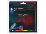 Staedtler Buntstift Norix, Minenstärke B, ergonomisch, bruchfest, Holz, farbsortiertes 24er-Set