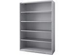Schäfer Shop Genius Regalschrank FS, Stahl, mit Belüftungslöchern, B 1343 x T 520 x H 1950 mm, 5 OH, Weißalu, bis 750 kg