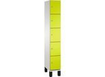 C+P Schließfachschrank Cambio, 1 Abteil, 5 Fächer, auf Füßen, B 300 x T 525 x H 1980 mm, lichtgrau/clowngrün