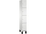C+P Schließfachschrank Cambio, 1 Abteil, 4 Fächer, auf Füßen, B 300 x T 525 x H 1980 mm, lichtgrau