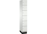 C+P Schließfachschrank Cambio, 1 Abteil, 6 Fächer, mit Sockel, B 300 x T 525 x H 1980 mm, lichtgrau