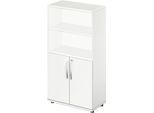 Schäfer Shop Select Kombischrank LOGIN, oben 2 Regale, unten 2 Ordnerhöhen mit Türen, B 800 x T 420 x H 5114 mm, weiß/weiß
