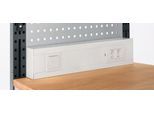Schäfer Shop Pure Energieleiste für AST31 Tischaufbau mit H 1615 mm, anschlussfertig, 2 x Steckdosen, 1 x Schalter, B 630 x T 60 x H 100 mm, Kunststoff, lichtgrau