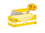 Post-it® Haftnotizen Notes 655-CY-VP24, B 127 x T 76 mm, PEFC®-Papier, gelb, 18 + 6 Blöcke gratis, 100 Blatt/Block