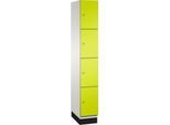 C+P Schließfachschrank Cambio, 1 Abteil, 4 Fächer, mit Sockel, B 300 x T 525 x H 1980 mm, lichtgrau/clowngrün