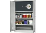 Schäfer Shop Select Gefahrstoffschrank, B 950 x T 500 x H 1585 mm, 2 Wannen inkl. WHG‑Wanne 11 Liter, Sicherheitsfach Typ 30, lichtgrau