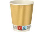 Papstar Kaffeebecher Ripple Wall 200 ml, Pappe PLA-beschichtet, FSC, Ø 80 mm, 25 Stück, To-go