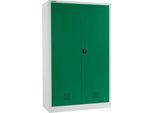 Schäfer Shop Select Umweltschrank, B 1200 x T 500 x H 1935 mm, 4 Wannen à 23 Liter, lichtgrau/türkisgrün