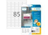 Folienetiketten HERMA 8337, selbstklebend, besonders stark haftend, wetterfest, bedruckbar, B 37 x H 13 mm, Folie, weiß, 2125 Stück/25 Blatt