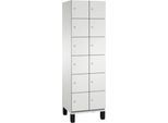 C+P Schließfachschrank Cambio, 2 Abteile, 12 Fächer, auf Füßen, B 600 x T 525 x H 1980 mm, lichtgrau