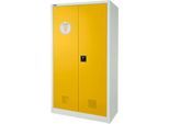 Schäfer Shop Select Gefahrstoffschrank, B 950 x T 500 x H 1585 mm, 1 Fachboden, 1 WHG‑Wanne, Sicherheitsfach Typ 30, lichtgrau/goldgelb