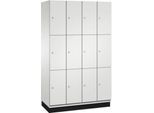 C+P Schließfachschrank Cambio, 4 Abteile, 12 Fächer, mit Sockel, B 1200 x T 525 x H 1980 mm, lichtgrau