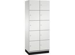 C+P Schließfachschrank Cambio, 2 Abteile, 10 Fächer, mit Sockel, B 800 x T 525 x H 1980 mm, lichtgrau