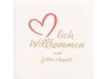 Papstar Servietten 'Herzlich Willkommen & Guten Appetit', 2‑lagig, 20×20 cm, 1/4‑Falz, FSC, 125 Stück