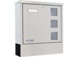Rottner Briefkasten Lago Inox – Edelstahl, langlebig, mit Sichtfenstern und Zeitungsrolle