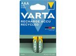 VARTA Akku Recycled Blister 2, wiederaufladbar, 800mAh, Micro AAA, 2 Stück