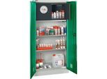 Schäfer Shop Select Gefahrstoffschrank, B 950 x T 500 x H 1935 mm, 2 Böden, 1 Wanne, Sicherheitsfach Typ 30, lichtgrau/türkisgrün