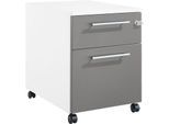 Schäfer Shop Pure Rollcontainer 36, 2 Schubladen, mit extra hohem Stauraumfach, eckige Metallgriffe, abschließbar, weiß/anthrazit