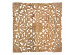Holzbild, Hellbraun, Holz, Mangoholz, Blumen, 50x50x2 cm, 3D-Effekt, Bilder und Zubehör, Wandbilder, Sonstige Wandbilder