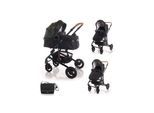 Lorelli Kinderwagen Alba 2 in 1 Sportsitz Babywanne Gummireifen, einstellbar in schwarz