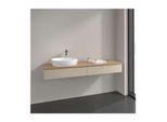 Villeroy und Boch Antao Waschtisch-Unterschrank L15111HJ mit Beleuchtung, 2 Auszüge, 1600 x 190 x 500 mm, Front mit Struktur, Silk Grey Matt Lacquer / Honey Oak