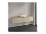 Villeroy und Boch Antao Waschtisch-Unterschrank L36011HJ mit Beleuchtung, 2 Auszüge, 1600 x 360 x 500 mm, Front ohne Struktur, Silk Grey Matt Lacquer / Honey Oak