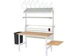 Rau Packtischsystem 04 Arbeitstisch-Serie Tom, B 2000 x T 1000 x H 760-1080 mm, Buche-Massivholzplatte, bis 500 kg