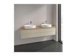 Villeroy und Boch Antao Waschtisch-Unterschrank L28151HJ mit Beleuchtung, 4 Auszüge, 1600 x 360 x 500 mm, Front mit Struktur, Silk Grey Matt Lacquer / Honey Oak