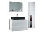 Mid.you , Weiß , Glas, Keramik, Holzwerkstoff , 2 Fächer , 2 Schublade(n),2 Schublade(n) Schubladen , 114 cm , hängend, individuelle Inneneinteilung, Spiegel mit Ablage ,