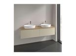 Villeroy und Boch Antao Waschtisch-Unterschrank L39151HJ mit Beleuchtung, 2 Auszüge, 1600 x 360 x 500 mm, Front mit Struktur, Silk Grey Matt Lacquer / Honey Oak
