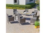 Luca Bessoni , Braun, Grau , Metall, Kunststoff, Glas, Textil , Füllung: Schaumstoff , Tisch mit Glasplatte , Gartenmöbel, Gartenmöbel-Sets, Gartengarnituren
