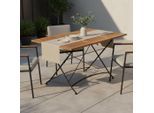 Gardenson , Naturfarben, Schwarz , Holz, Metall , Eukalyptusholz , massiv , rechteckig , 90x74x100-150 cm , FSC MIX , ausziehbar, klappbar , Gartenmöbel, Gartentische, Gartentische ausziehbar