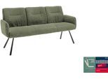 Sitzbank MCA FURNITURE "Delane", olive, schwarz, B:183cm H:92cm T:67cm, Metall, Stoff, Sitzbänke, Sitzbank, Taschenfederkern, Lehnenkippfunktion, Armlehnen, beweglicher Rücken