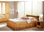 Schlafzimmer-Set OTTO HOME "Hugo", beige (natur geölt), B/H: 140cm x 200cm, Schlafzimmermöbel-Sets, Bett 140x200cm, 2-trg Kleiderschrank und 1 Nachttisch