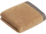 Gästehandtücher BUGATTI "Prato", braun (camel), B:30cm L:50cm, Walkfrottier, Obermaterial: 100% Baumwolle, Handtücher, Uni Farben, mit melierter Optik im Saum