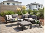 Gartenlounge-Set KONIFERA "Dubai", grau (anthrazit), Aluminium, Sitzmöbel-Sets, Ecklounge, Tisch 100x59 cm, Aluminium
