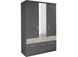 Kleiderschrank RAUCH "Kleiderschrank Schrank Garderobe deckenhoher Schrank BREMEN", grau (graumetallic, betonfarben), B:136cm H:199cm T:58cm, Holzwerkstoff, Schränke, Kleiderschrank, in vielen Farbvariationen, inkl. Kranzblende MADE IN GERMANY