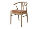 Stuhl HAMMEL FURNITURE "Frida, Massivholz mit gepolsterter Sitzfläche - hoher Komfort", weiß geölt, weiß geölt, cognac, B:53cm H:75cm T:54cm, Leder, Massivholz, Stühle, Stuhl, Massivholz, gepolsterte Sitzfläche, versch. Farbvarianten
