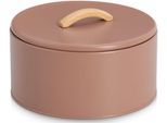 Aufbewahrungsbox ZELLER PRESENT "2400 ml, Metall/Gummibaum, mocca", mocca, B:22cm H:13,5cm T:22cm, Massivholz, Metall, Aufbewahrungsboxen, Aufbewahrungsbox, Trendfarbe, Holzgriff, Aromaschutz