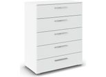 Schubkastenkommode RAUCH "Highboard Sideboard Kommode MONTCLAR Frontauswahl Dekor/Hochglanz/Glas", alpinweiß, griffe chrom, B:80cm H:100cm T:42cm, Holzwerkstoff, Sideboards, mit 5 geräumigen Schubladen, viele Griffvarianten MADE IN GERMANY