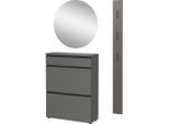 Mid.you , Graphitfarben , Glas, Holzwerkstoff , 100x200x29 cm , Made in Germany , Garderobe, Garderoben-Set