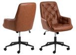 Schreibtischstuhl ACTONA GROUP "Erik", braun (brandy), B:60cm H:106cm T:67,5cm, Stühle, Schreibtischstuhl, PU retro Cognac, 5 Stern Gestell matt schwarz