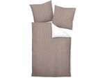 Wendebettwäsche JANINE "TANGO", grau (taupe), B/L: 155cm x 200cm, 1 Stk., 1 Stk., Mako-Soft-Seersucker, B/L: 80cm x 80cm, 2 Stk., Mako-Soft-Seersucker, Obermaterial: 100% Baumwolle, Bettwäsche, Wendebettwäsche, mit Reißverschluss