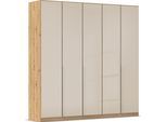 Drehtürenschrank OTTO HOME "Kleiderschrank Kleiderschränke Schrank Garderobe AGORDO mit Glasfront", beige (eiche artisan, glas beige (champagner)), B:226cm H:229cm T:54cm, Holzwerkstoff, Schränke, Drehtürenschrank, durchdachte Innenausstattung, in 8 Breiten und 2 Höhen MADE IN GERMANY
